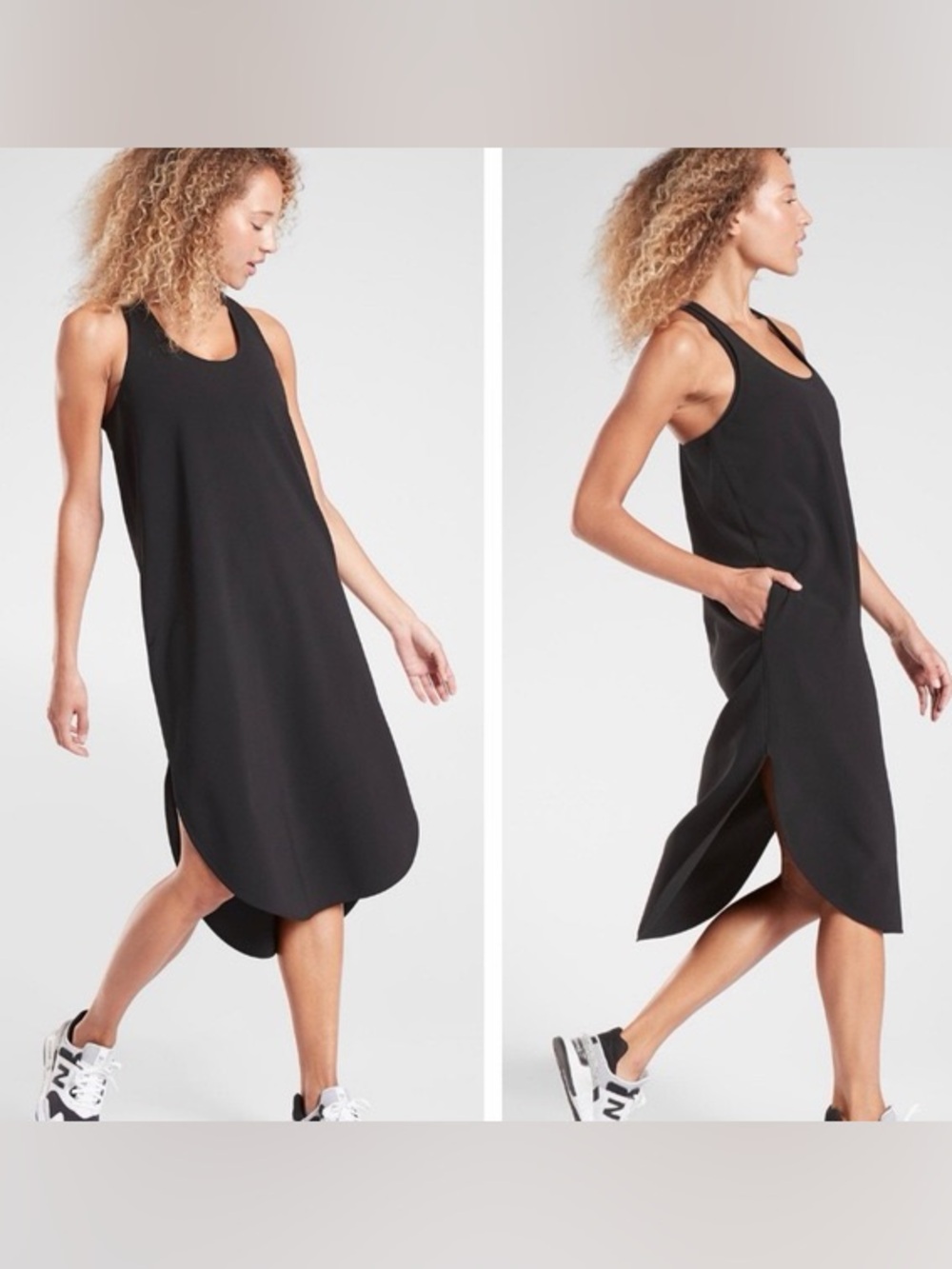 Athleta Illuminate Black Sleeveless Active Midi Dress (XSP)